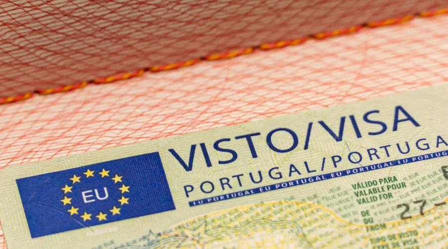 Portuguese visa sticker in a passport